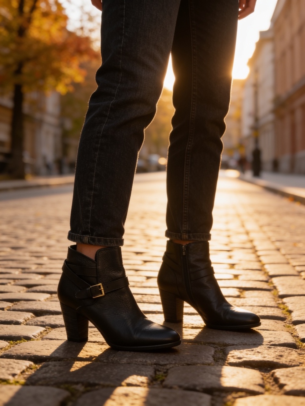 Cole Haan Hayes Block Heel Leather Booties W05182 Black Size 10.5